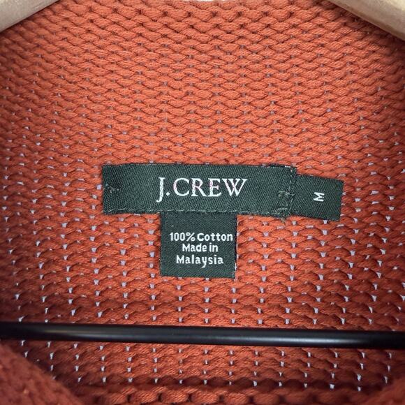 Vintage J Crew Roll Neck Cotton Sweater Mens Clay Orange Medium Fisherman - Picture 3 of 8